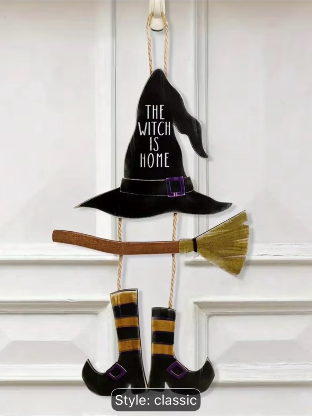 Classic Black Witch Hat & Boots Wall Decor - The Witch Is Home